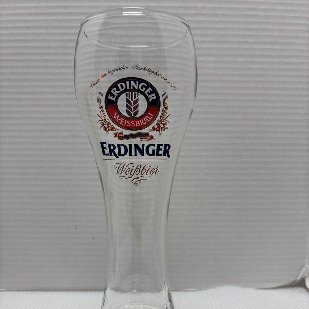 ERDINGER WEISSBRAU BEER GLASSES 20 OZ - 10" Tall Gold Etching - 2143 - Picture 1 of 6